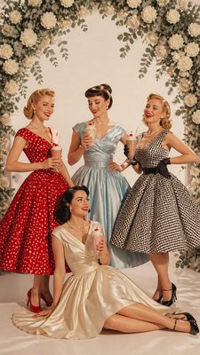 Vintage 50s Fashion Style wedding invitation example