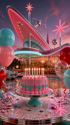Googie Architecture birthday card example