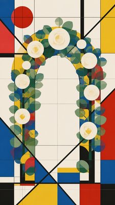 Bauhaus Geometric Art wedding invitation example