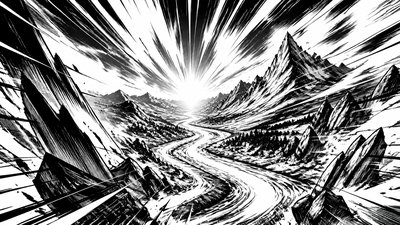 Shonen Battle Manga Art Style desktop wallpaper example