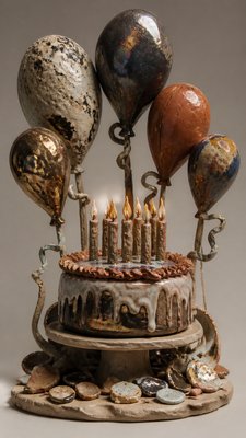 Contemporary Sculptural Ceramic Art Style birthday card example