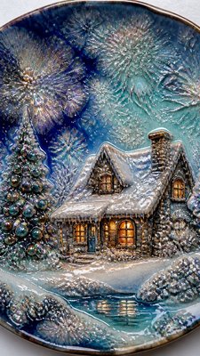 Crystalline Glaze Ceramic Art Style Christmas card example