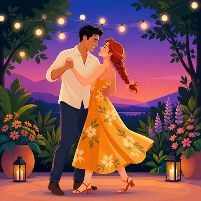 Vector Digital Art Style couple portrait example