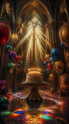Gothic Cathedral Art birthday card example