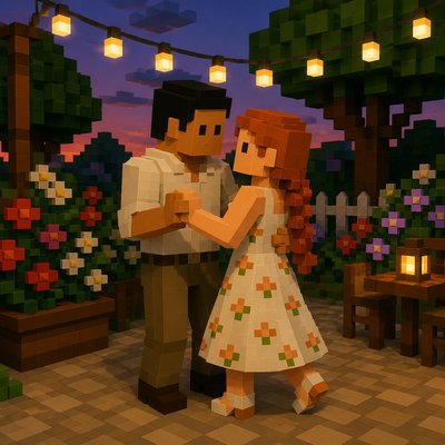 Blocky Art Style couple portrait example