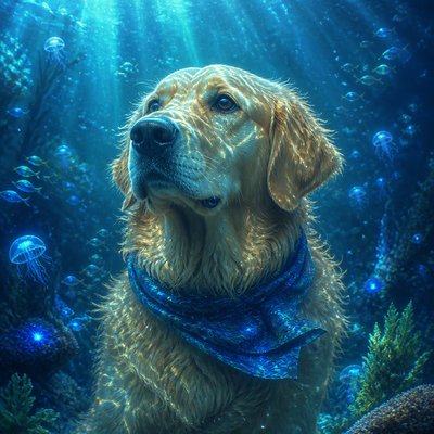 Underwater Fantasy Art pet portrait example