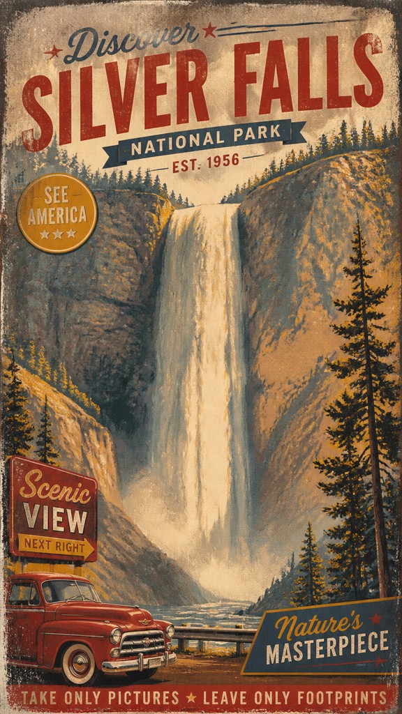 towering waterfall cascading down a cliff — Americana Aesthetic