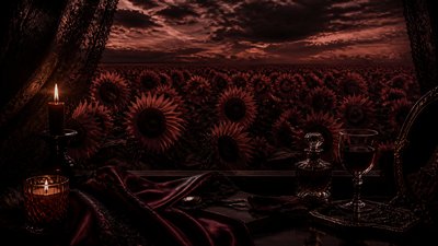 an endless field of sunflowers under summer clouds, no people — Dark Feminine Aesthetic wallpaper