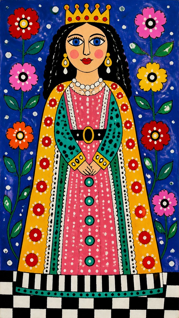 full-length portrait of an elegant figure — Naive Art Style