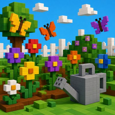 Blocky Art Style coloring page example