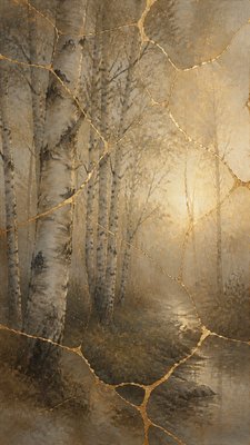 Wabi-Sabi Kintsugi Painting wall art print example