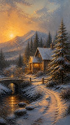Landscape Nature Art Christmas card example