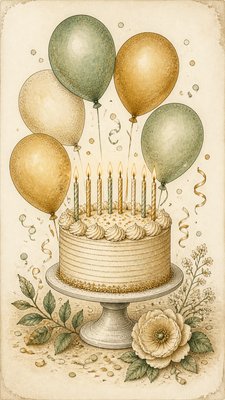 Traditional Botanical Still Life Art Style birthday card example