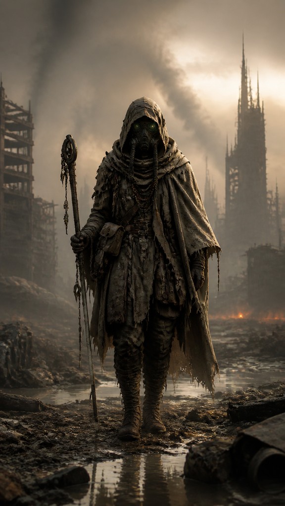full-length portrait of an elegant figure — Post-Apocalyptic Sci-Fi Art