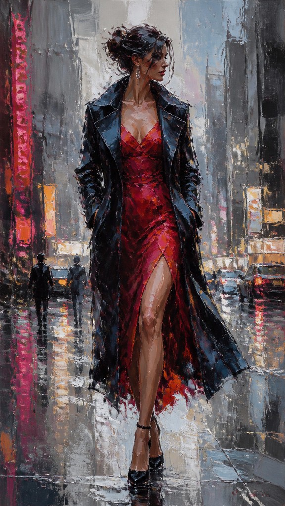full-length portrait of an elegant figure — Urban Impressionism Art Style