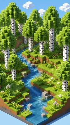 Voxel Art Style wall art print example