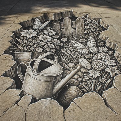 3D Illusion Street Art Style coloring page example