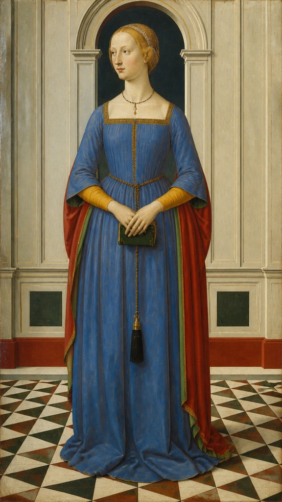 full-length portrait of an elegant figure — Egg Tempera Painting Style