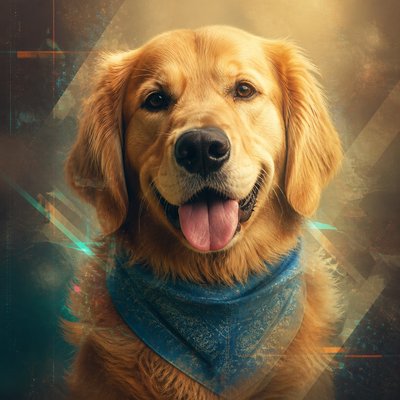 Contemporary Digital Landscape Art Style pet portrait example
