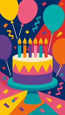 Hard-edge Painting Style birthday card example
