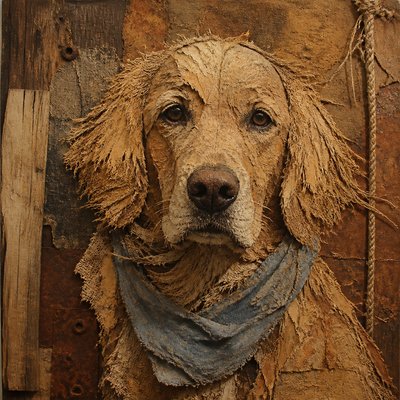 Arte Povera Art Style pet portrait example