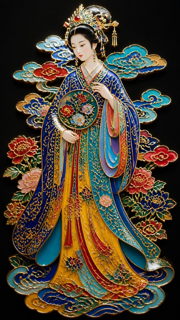 full-length portrait of an elegant figure — Enamel Cloisonné Jewelry Design