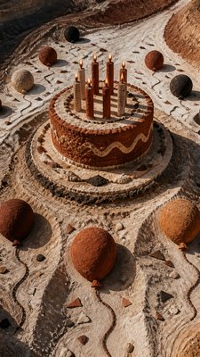 Land Art Style birthday card example