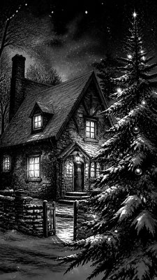 Seinen Mature Manga Art Style Christmas card example