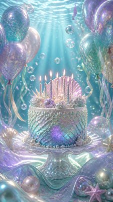 Mermaidcore Aesthetic birthday card example