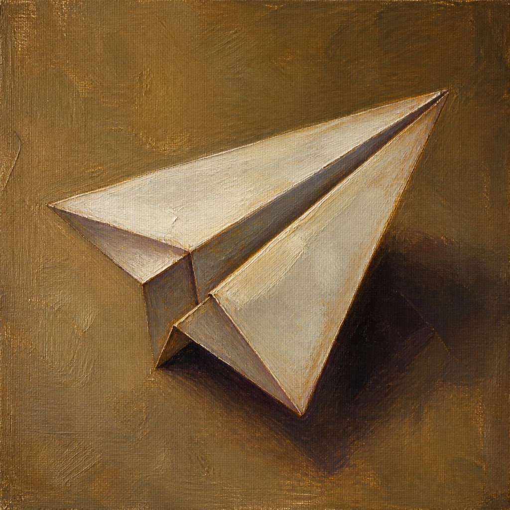 a paper plane, clean minimal composition on a plain background, no text — Oil Painting Art Style icon