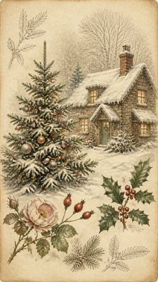 Botanical Nature Art Christmas card example