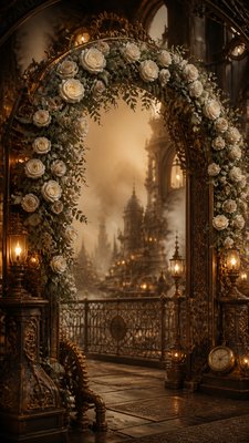 Steampunk Art Style wedding invitation example