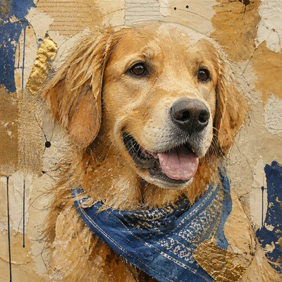 Mixed Media Portrait Style pet portrait example
