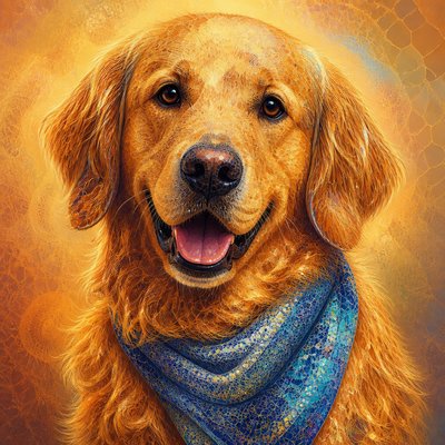 Procedural Digital Art Style pet portrait example