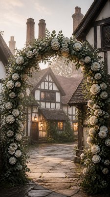 Tudor Architecture Style wedding invitation example