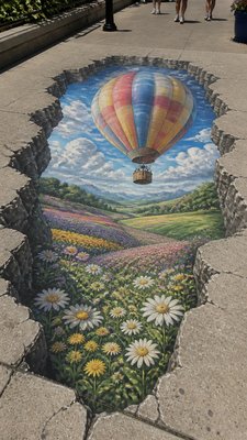 3D Illusion Street Art Style greeting card example