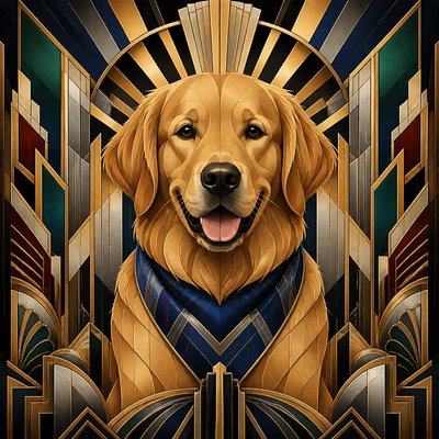 Art Deco Architecture Art pet portrait example