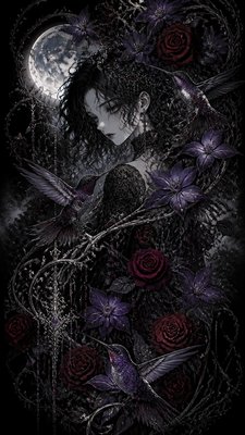 Dark Gothic Anime Art Style phone case design example