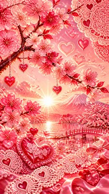 cherry blossom branches against a soft dawn sky, no people — Lovecore Aesthetic wallpaper