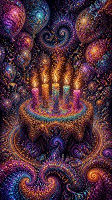Fractal Abstract Art Style birthday card example