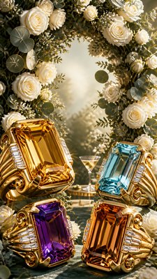 Cocktail Ring Era Jewelry Style wedding invitation example