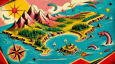 Retro Pop Art Style fantasy map example