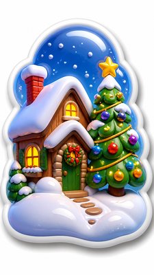 3D Puffy Sticker Design Christmas card example