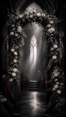 Modern Gothic Art wedding invitation example