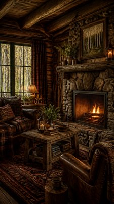 Rustic Cabin Interior Design wall art print