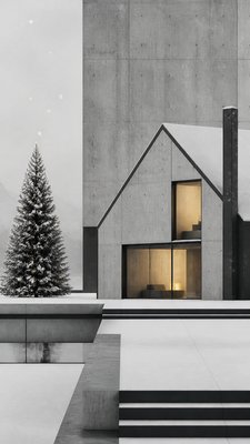 Minimalist Modern Art Style Christmas card example
