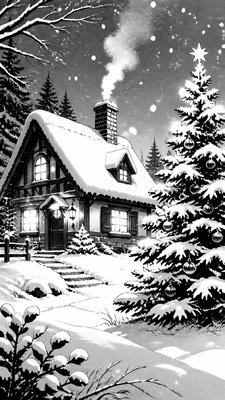 Manga Art Style Christmas card example