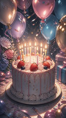 Semi-Realistic Anime Art Style birthday card example
