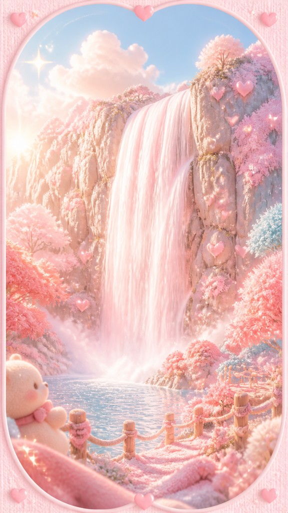 towering waterfall cascading down a cliff — Soft Girl Aesthetic