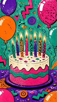90s Retro Aesthetic birthday card example